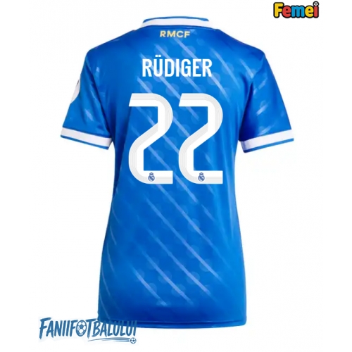 Real Madrid Antonio Rudiger #22 Tricou Fotbal Replică 2025-26 Femei Treilea Real Madrid Antonio Rudiger #22 Tricou Fotbal Replică 2025-26 Femei Treilea